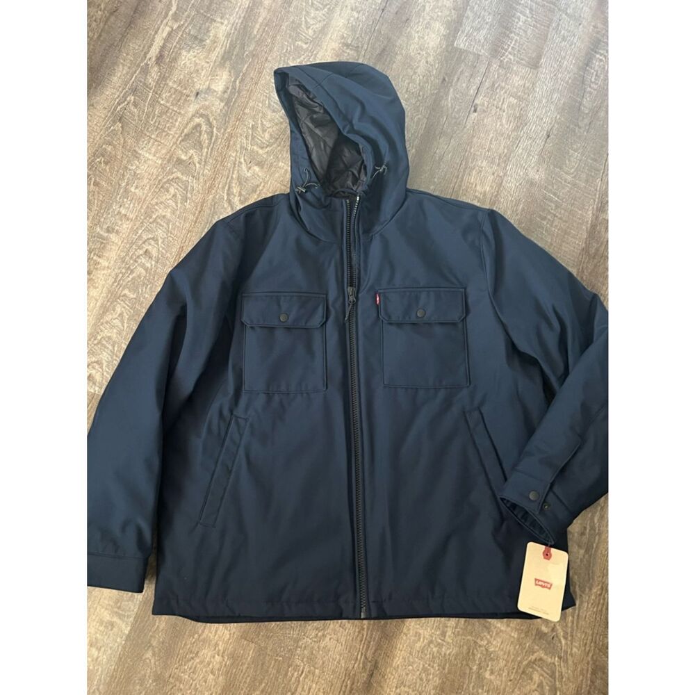 Levi's Soft Shell Quilt Lined Hood Storm‎ Coat-Size XXL